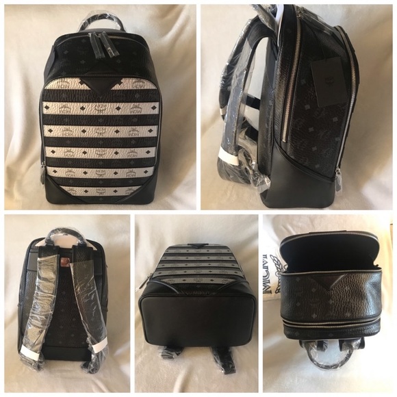 NWT MCM Large Leather Logo Backpack - Picture 6 of 16